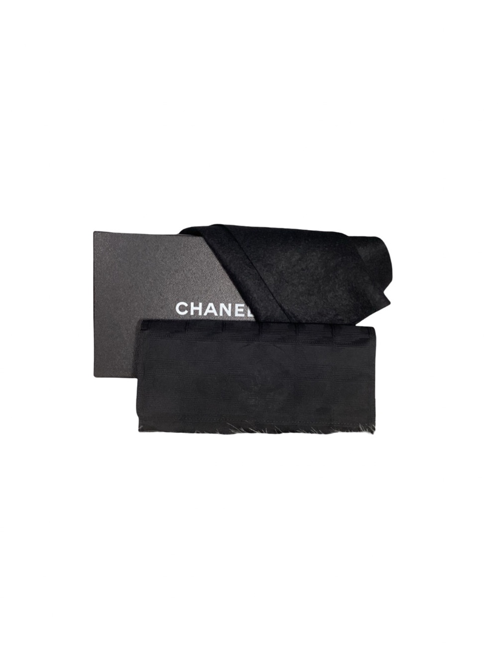 CHANEL Travel Ligne Long Bi Fold Wallet #756615 Black Nylon Jacquard Leather